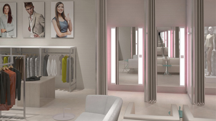 La iluminación de probadores con PerfectScene de Philips Lighting muestra a los compradores cómo les quedará la ropa en los distintos entornos.