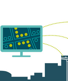Ilustración con un ejemplo de la aplicación CityTouch connected lighting. Medición, gestión, supervisión y recopilación de datos | Big data para ciudades inteligentes